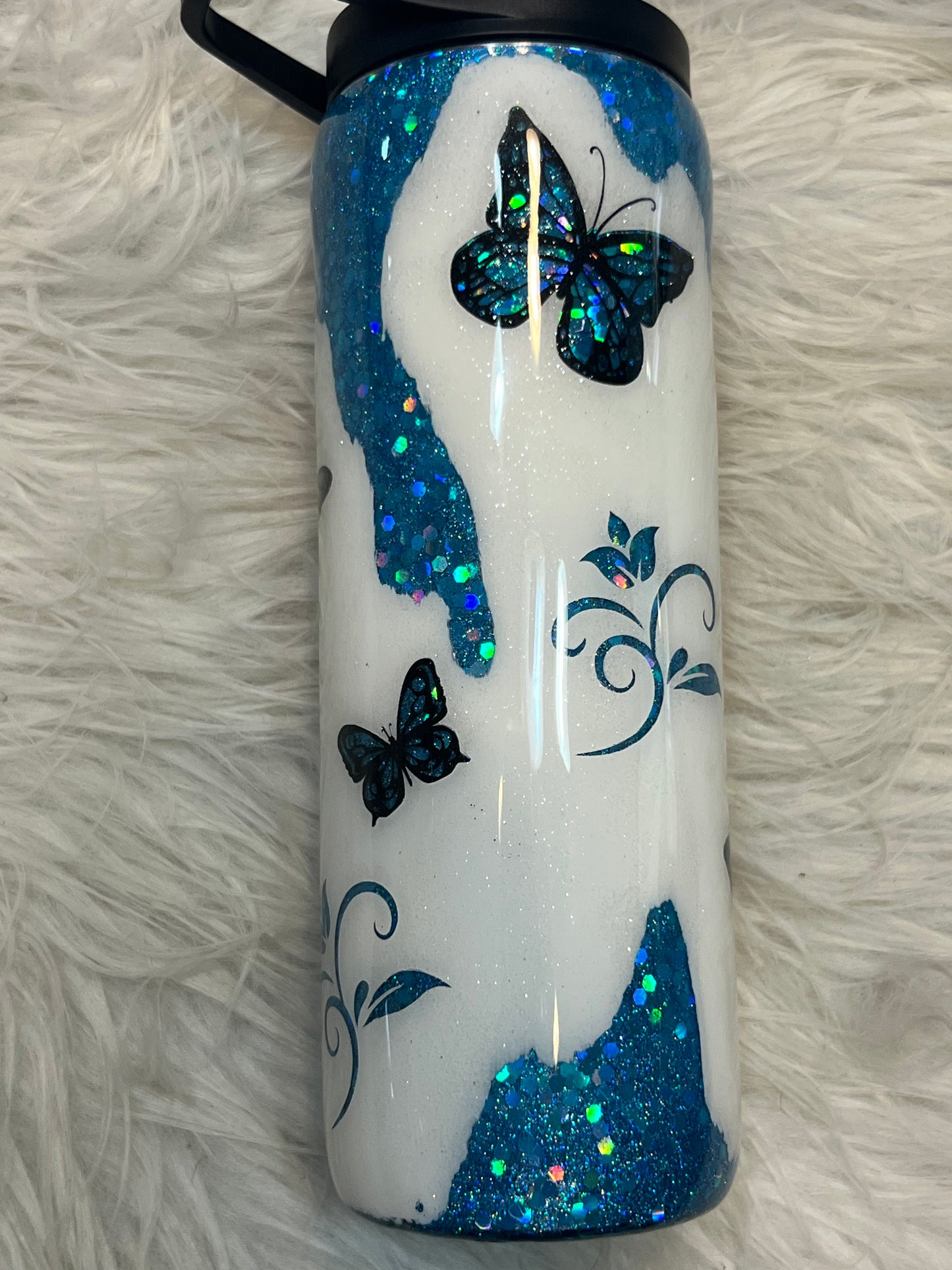 Blue butterfly peek a boo