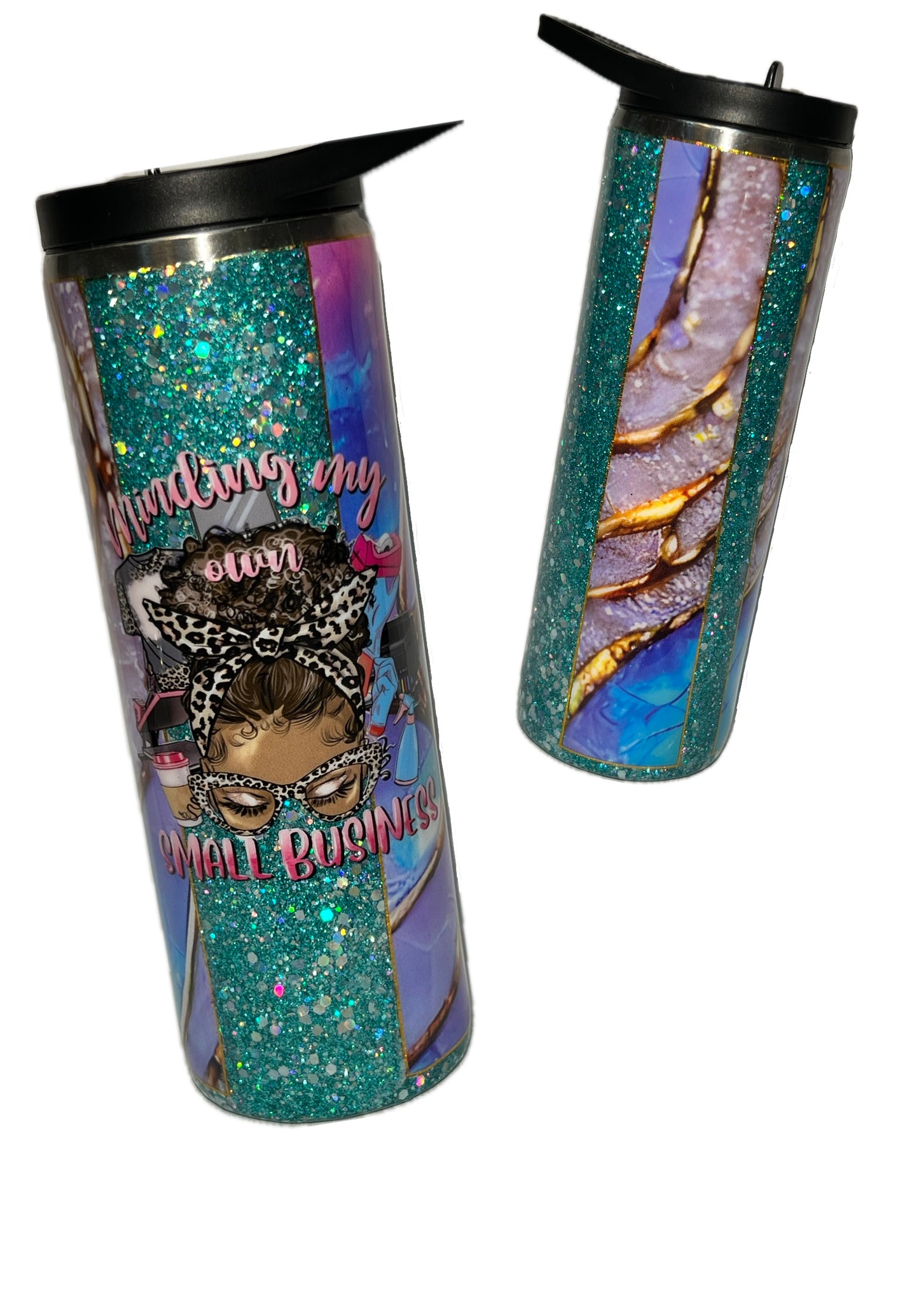 Geode vinyl with teal glitter