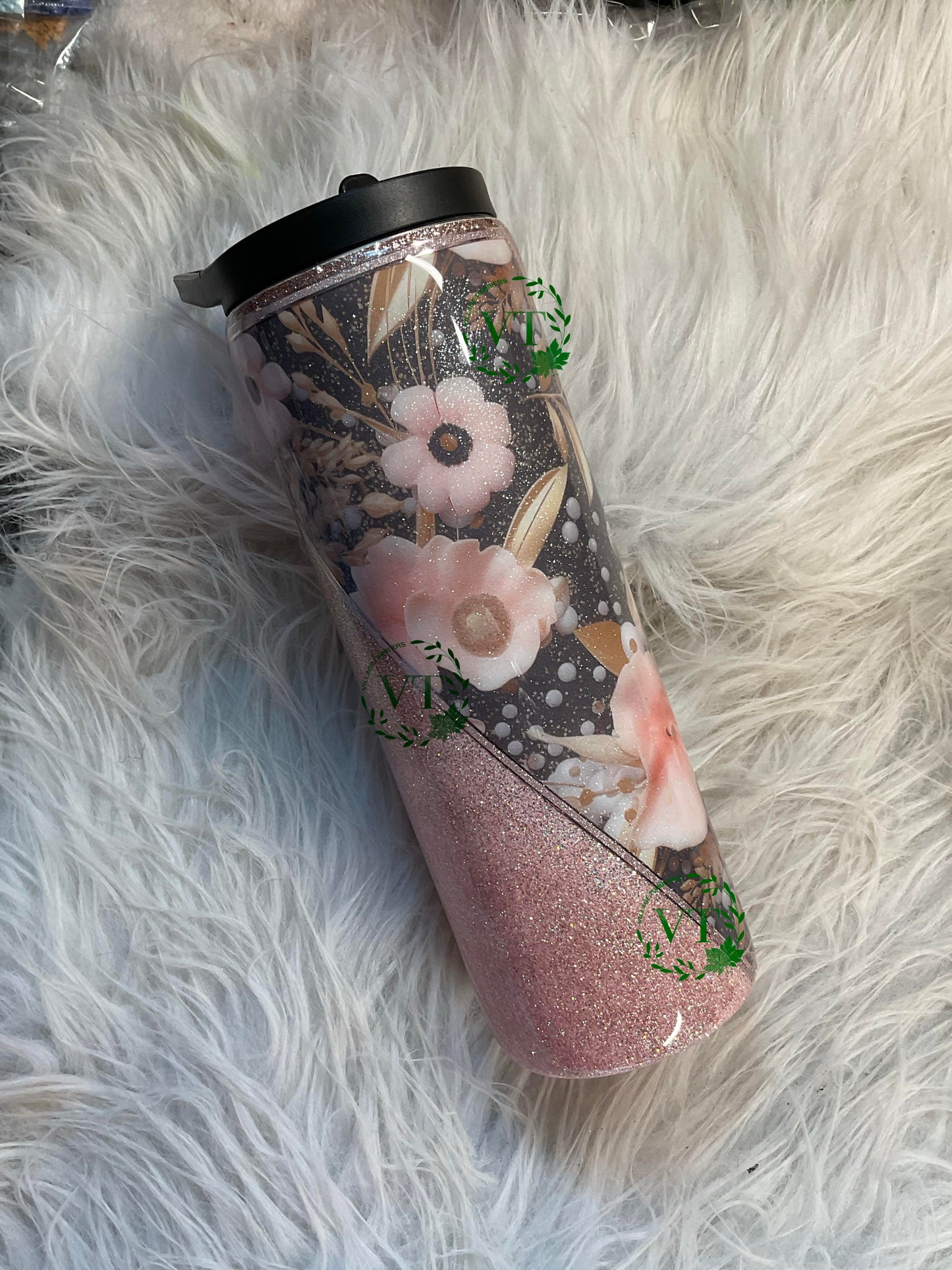 20 oz duo floral glitter fade