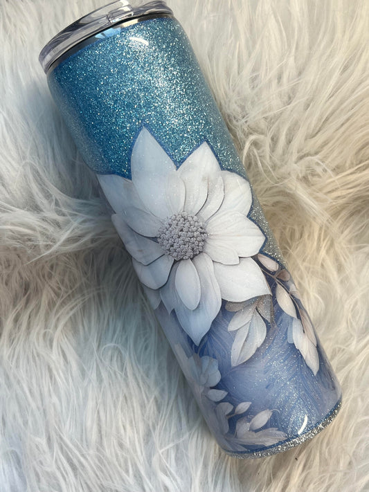 30 oz blue floral