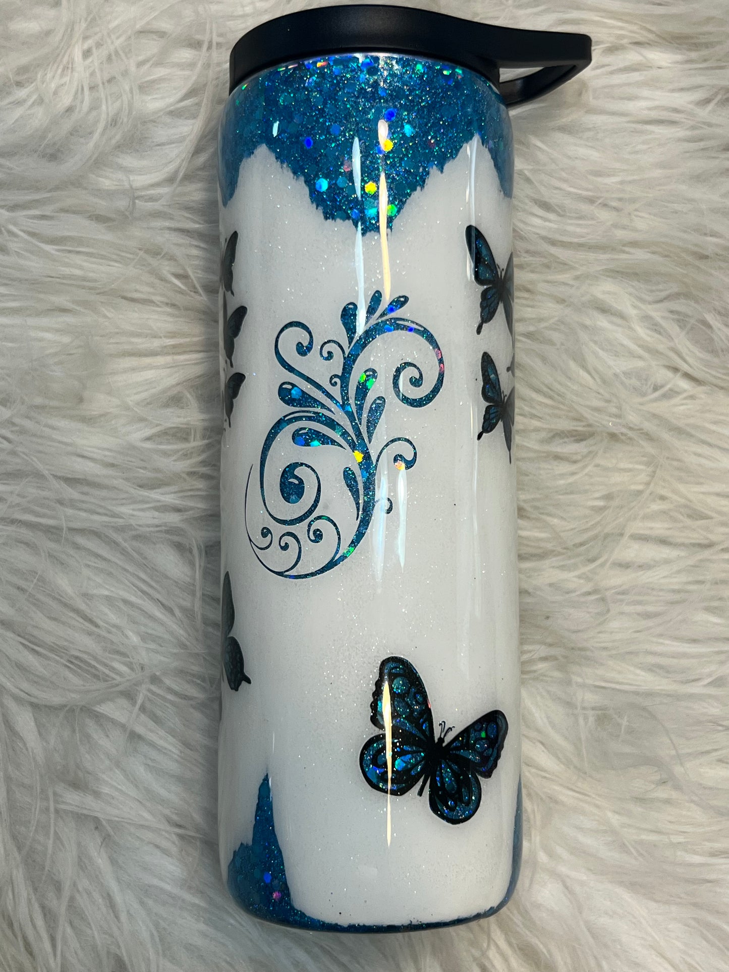 Blue butterfly peek a boo