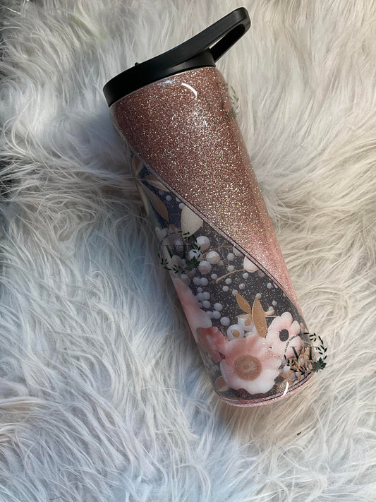 20 oz duo floral glitter fade